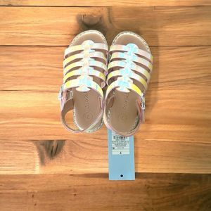 Cat & Jack girls sandals size 7 NWT pink iridescent jelly gladiator